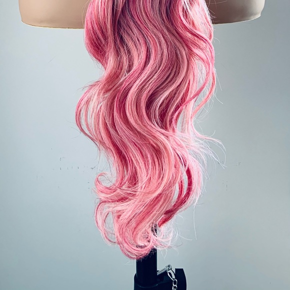 Gorgeous 30” Ombre Pink Fuchsia Synthetic Lace Front Wig - Picture 8 of 14